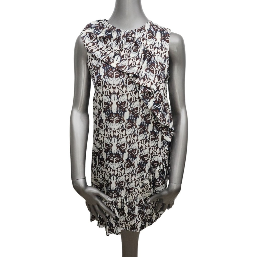 Thomas Wylde Silk Dress Tiered Ruffle Sleeveless Extra Small Xs